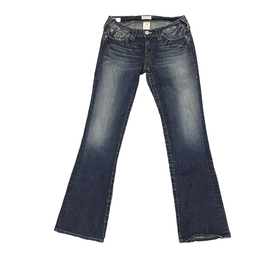 True Religion Becky Jeans Womens 27 Petite Blue Bootcut Stretch Made In USA 30W